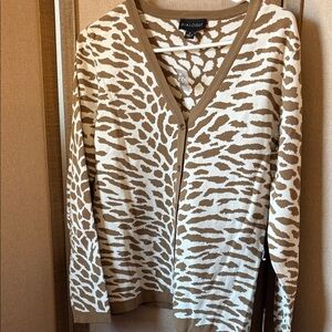 Dialogue Women's Zebra Pattern Cardigan small NWOT